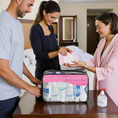 Asom Travel Toiletries Kit ? TSA Approved Travel-Size 36-Piece Personal Care & Hygiene Essentials Set for Men & Women ? Compact Unisex Kit for Flight, Vacation, Hotel, Gym, Camping