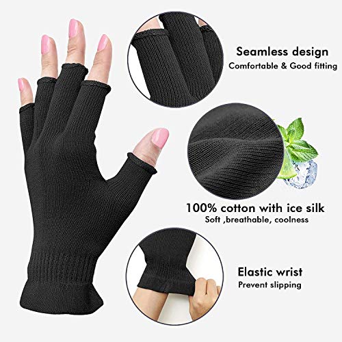 MIG4U Fingerless Moisturizing Gloves for Dry Hands & Eczema, 3 Pairs
