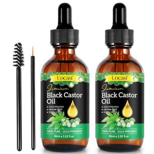 Uocasi 2Pack Jamaican Black Castor Oil, 100% Pure Cold Pressed in Glass Bottles, Body Massage, Hair Growth, Eyebrow Nourishment, 4.04 Oz