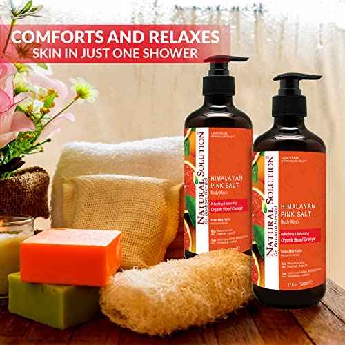 Natural Solution Body Wash 17 fl oz/Each, Revitalizes & Refreshing Your Skin, Formulated with Organic Blood Orange Extracts with Himalayan Pink Salt ? Pack of 6