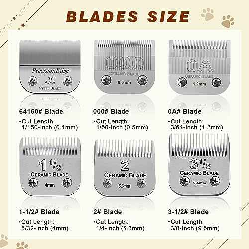 0A Professional Detachable Replacement Ceramic Blades. Compatible with Oster Classic 76/Power Pro/Power-Teq/Star-Teq Clipper. Compatible with Ainds Clippers. Size: 0A, 3/64" Cut Length.
