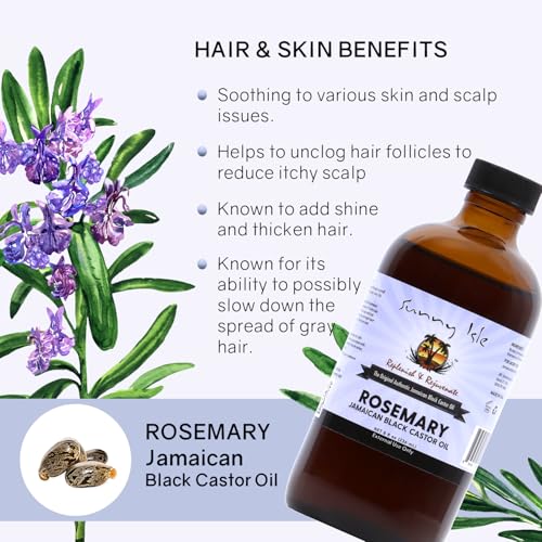 Sunny Isle Rosemary Jamaican Black Castor Oil 8oz - Hair Growth & Scalp Treatment