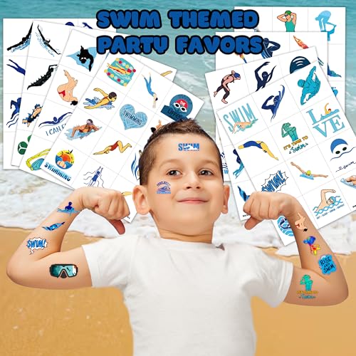 96 PCS Swimming Temporary Tattoos - Pool Party Favors
