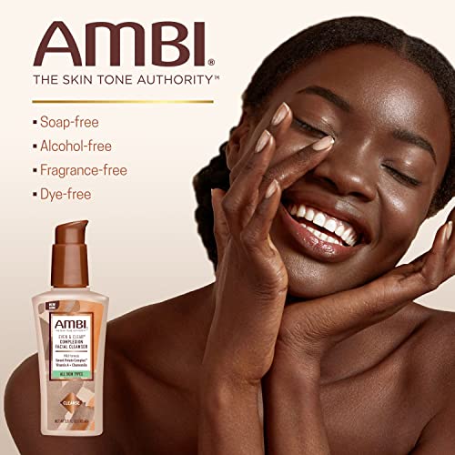 Ambi Even & Clear Complexion Facial Cleanser, For Men & Women, All Skin Types, Sweet Potato, Chamomile, Green Tea, Hydroquinone-free, Soap-free, Alcohol-free, Fragrance-free, Dye-free, 3.5 Fl Oz