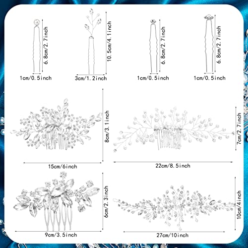 Maitys 44pc Wedding Hair Comb Clips Pearl Crystal Rhinestone Set