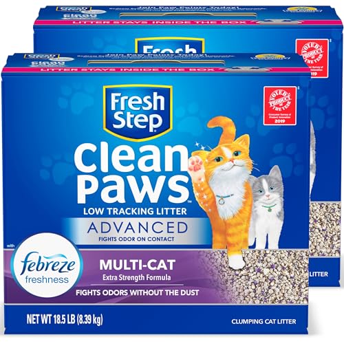 Fresh Step Clumping Cat Litter, Advanced, Clean Paws Multi-Cat, Extra Large, 37 Pounds total (2 Pack of 18.5lb Boxes)