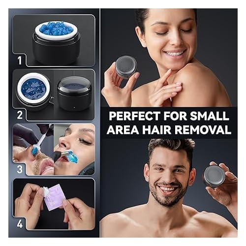 Nose Wax Kit Men Upgraded Version 100g Wax USB Fast Heat Smart Constant Temp 40 Nose Hair Sticks 3 Silicone Pots Travel Size Unisex Suitable for Different Body Parts
