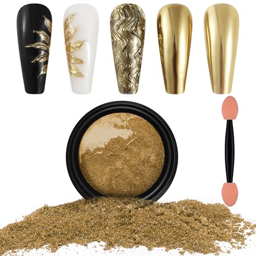 Artdone Chrome Nail Powder Light Gold Mirror Effect Gel Nail Pigment - 1 Jar