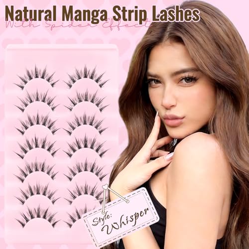 Spiky Manga False Eyelashes - 7 Pairs C Curl 10-15mm