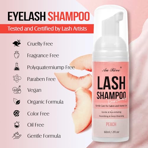 AuReve Lash Extension Shampoo 60ml – Gentle Oil-Free Cleanser with Brush