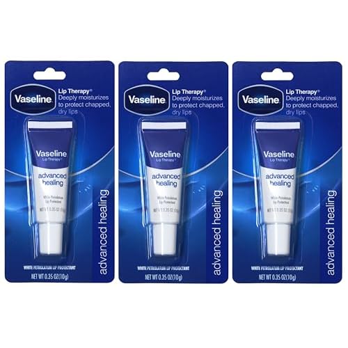 Vaseline Lip Therapy Lip Balm Tube, Advanced Healing Lip Protectant, 0.35 OZ - 3 Pack