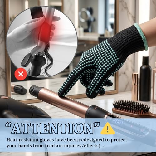 Heat-Resistant Gloves for Hair Styling & Sublimation - Combed Cotton, Silicone Dots, 2 Pack
