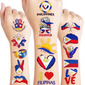 96PCS Philippines Filipino Flag Pride Pre-Cut Temporary Tattoos for Kids Themed Birthday Party Decorations Supplies Decor Favors Super Cute Flag Tattoo Stickers Gifts For Boys Girls Rewards Carnival