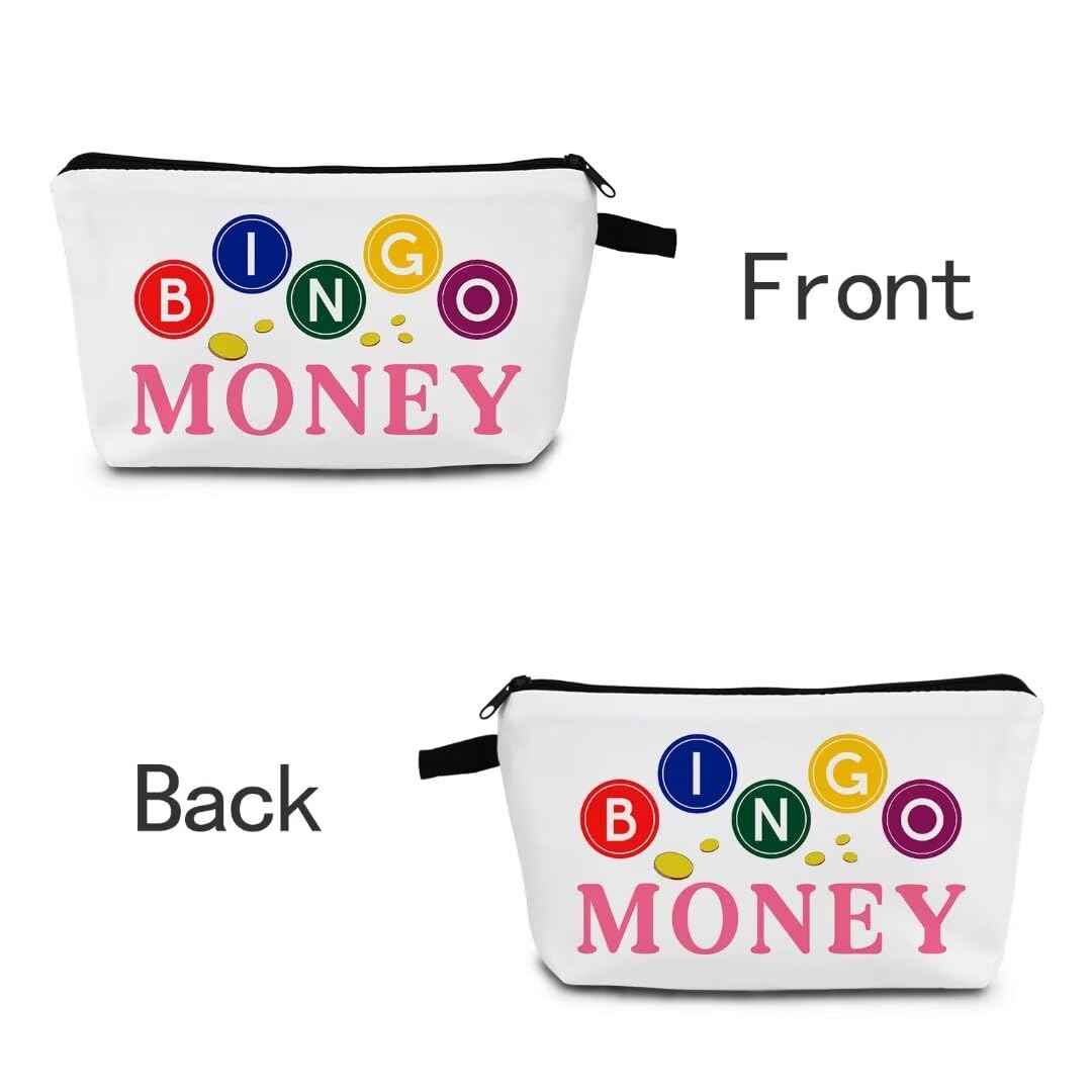 MoCaliduccious BINGO Player Print Makeup Bag Bingo Accessories for women Travel Cosmetic Organizer Bag Bingo Gifts for women Small Zipper Toiletry Bag