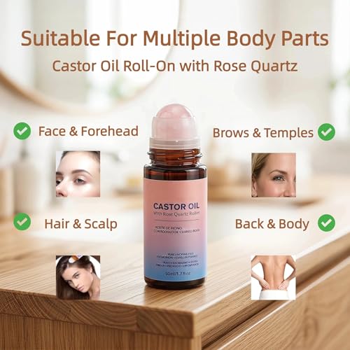 Cold-Pressed Castor Oil Rose Quartz Roller Ball - 1.7 oz