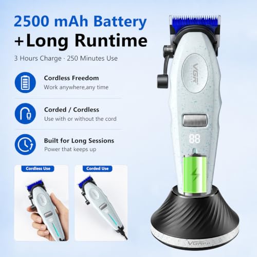 VGR 887C Professional Hair Clippers for Men - 6-Speed Cordless Clipper with Ceramic Blades