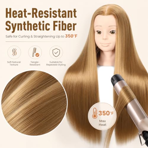 Headdoll 26"-28" Mannequin Head Styling for Hair and Free Table Stand