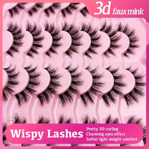 Wispy Lashes Cat Eye 16mm Short False Eyelashes Natural Look Clear Band Natural C Curl Strip Lashes Pack