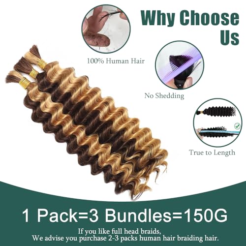 Brazilian Human Hair Braiding Bundle 22" 150g P4/27