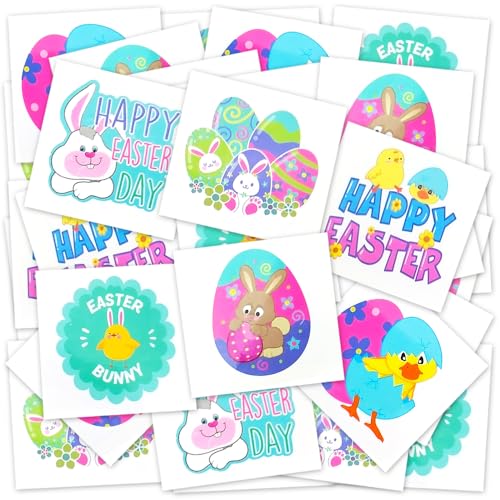 Easter Temporary Tattoo Stickers, 144-Pack Bulk