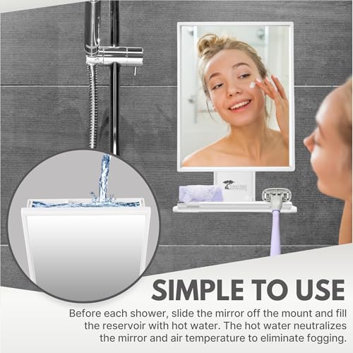 Fogless Shower Mirror for Shaving & Makeup - Anti-Fog