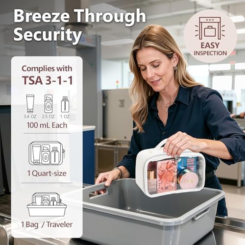 TSA Approved Clear Toiletry Bag Set - 2 Pack Makeup Organizers