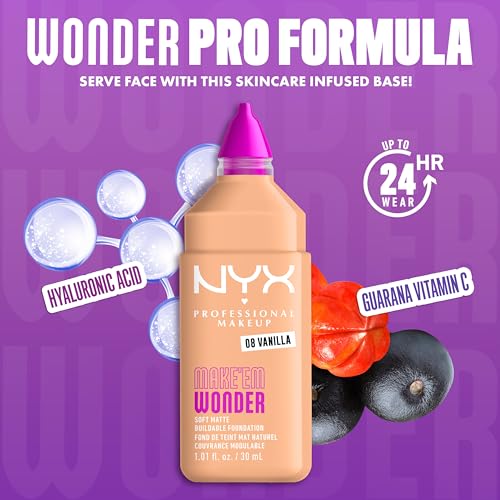 NYX Make 'Em Wonder Liquid Foundation - 24HR Soft Matte, Vanilla