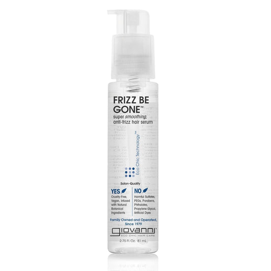 GIOVANNI ECO CHIC Frizz Be Gone - Super Smoothing Anti-Frizz Hair Serum, Adds Shine, Seals in Color, Infused with Natural Botanical Ingredients, Salon Quality, No Parabens - 2.75 oz (1 Pack)