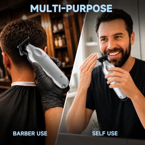 KEMEI 2099 Cordless Hair Trimmer for Men with Charging Dock - Silver
