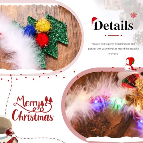 JEAIRTS Light Up Christmas Headband Red Christmas Tree Hair Band Reindeer Antlers Xmas Headwear Led Holiday Hair Accessories (2-LED Reindeer Antlers)