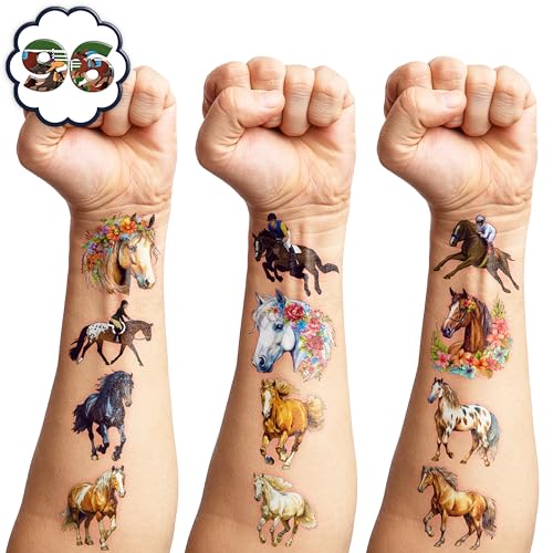 96 PCS Horse Temporary Tattoos for Party Favors
