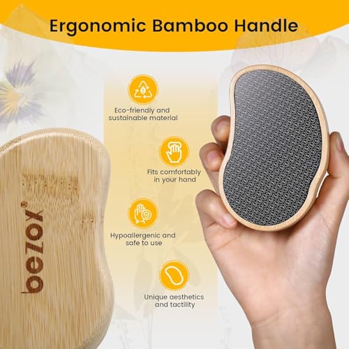 BEZOX Nano Glass Pedicure Foot File Callus Remover with Bamboo Handle