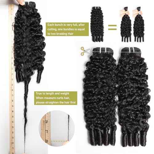 Lemoda Burmese Curly Human Hair Bundles 20 inch 100% Unprocessed 15A 3c4a Water Wave Bundles with Spiral Ends Double Weft Quick Weave Extensions Deep Wave Bundle Human Hair Natural Black Color