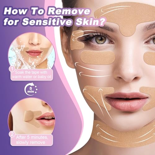 Sfuchin Wrinkle Patches - Face Tape 160 Multipurpose Pre Cut High Elastic Kinesiology Full Face Tape for Wrinkles - V Line Tape - Forehead 11 Frown Eye Lip Chin Neck Chest Wrinkle Pads