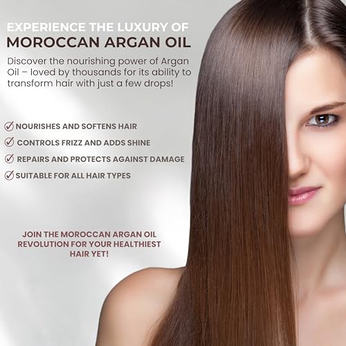 Pure Moroccan Argan Oil for Silky, Frizz-Free Hair - 1.69 Oz