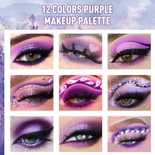 Purple Eyeshadow Palette - 12 Shades Matte & Shimmer