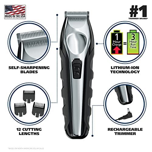 Wahl Lithium Ion Beard Trimmer for Men with 11 Guide Combs