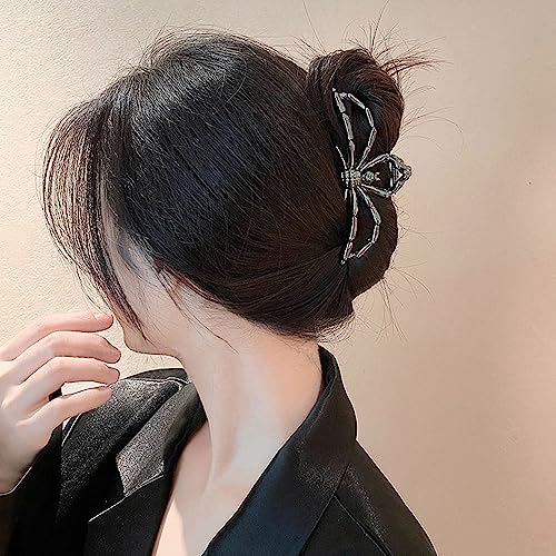 Halloween Hair Claw Clips Metal Sliver Spider Hair Clips for Thick or Thin Hair Punk Spider Hair Clamp Clips with Pearl Design Strong Hold Jaw Clips for Women Halloween Hair Accessories 1 Pack