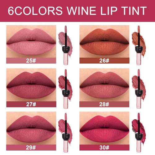 evpct 6-Color Liquid Lip Tint Set Waterproof Long Lasting