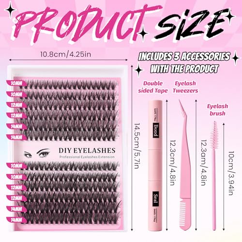 Lash Clusters Kit 280pcs 30D+40D D Curl 10-14MM with Glue & Tools