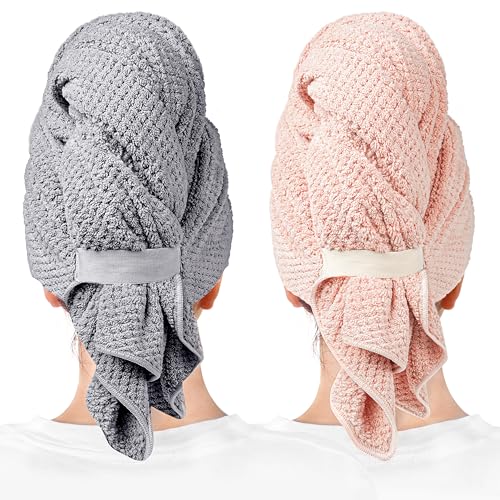 ROLSHOL Microfiber Hair Towel Wrap, 27 x 39 in, 2-Pack