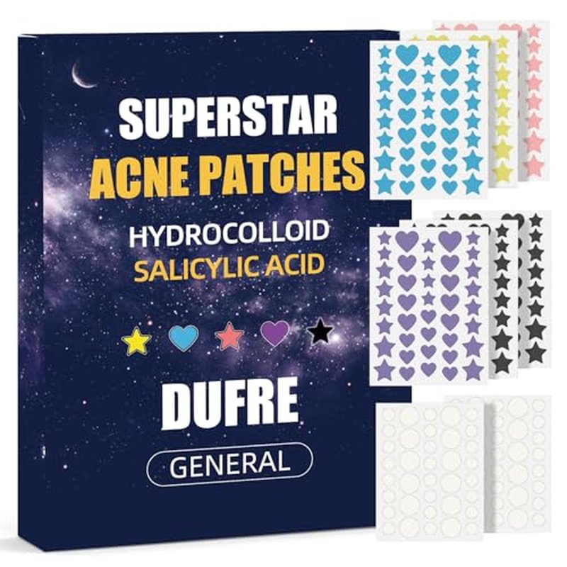 312CT Star Pimple Patches for Face Hydrocolloid Mighty Patch Star&Invisible Acne Patches,5Sizes 6Colors Cute Stickers Acne Pads Parches Acne For Body,Chin,Forehead,Full Face Zit Patch Acne Dots