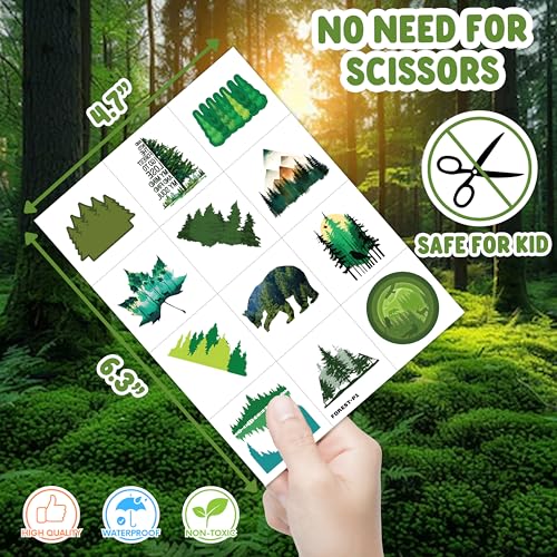 96 Pcs Forest Temporary Tattoos - Party Favors & Stickers