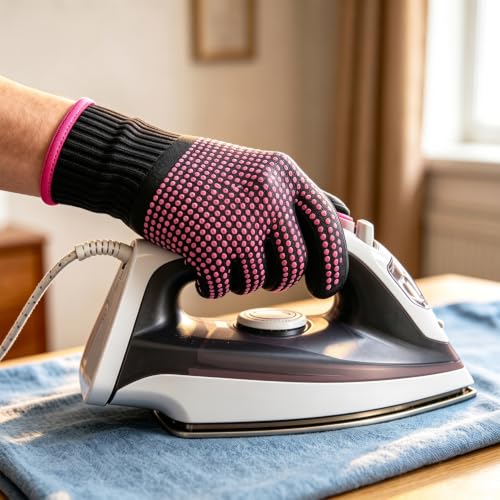 Heat Resistant Styling Gloves – 482°F Silicone Grip, 2 Pack Rose Red