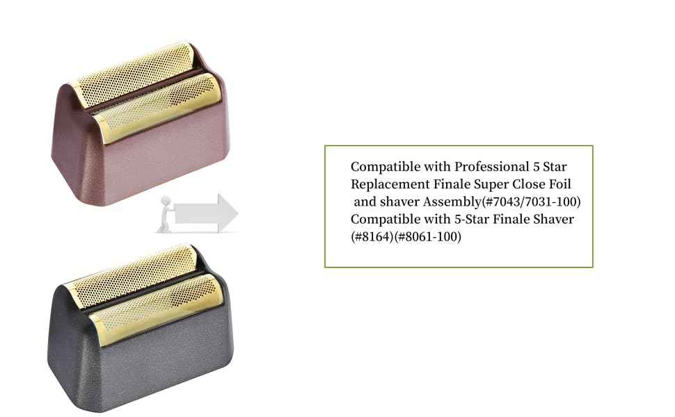 3 Pack Professional 5 Star Series Finale Shaver Replacement Foil and Cutter Bar Assembly Compatible with wahl Shaver Foil 7031-100, 7043-100 Super Close Shaving Replacement Heads，Red