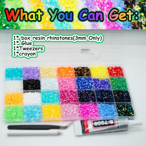 22000-Piece Multicolor Resin Rhinestones for DIY Crafting