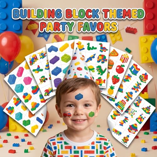 96 PCS Building Block Temporary Tattoos for Kids