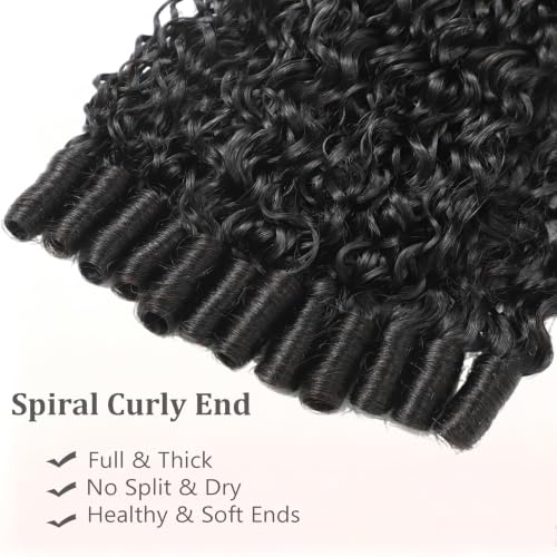 Fancybella Burmese Curly Hair Bundles 12 Inch Natural Black 3C4A Spiral Ends