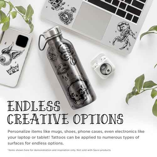 Savvi - 20 Black and Gray Temporary Tattoos: Skin-Safe Ink, Great for Parties and Everyday Wear, Gifts for Teens and Adults, Made in the USA [2 sheets, 20 count]