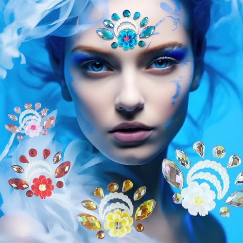 18 Pcs Mermaid Face Gems Stickers - Rhinestone Party Makeup